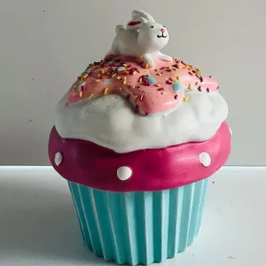 Ceramic Cupcake Candle Holder with Bunny