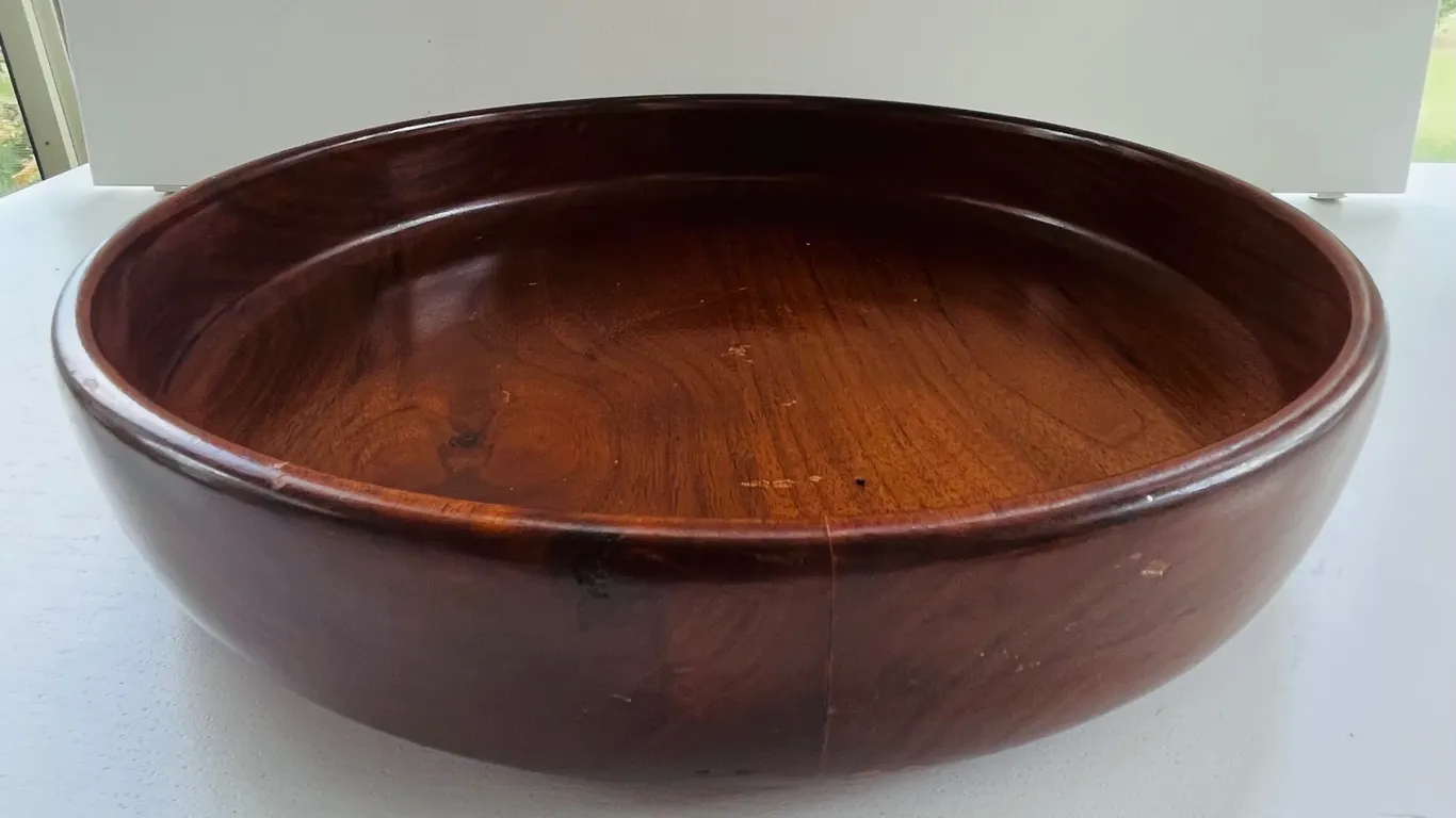 Vintage Turned Wood Serving Bowl