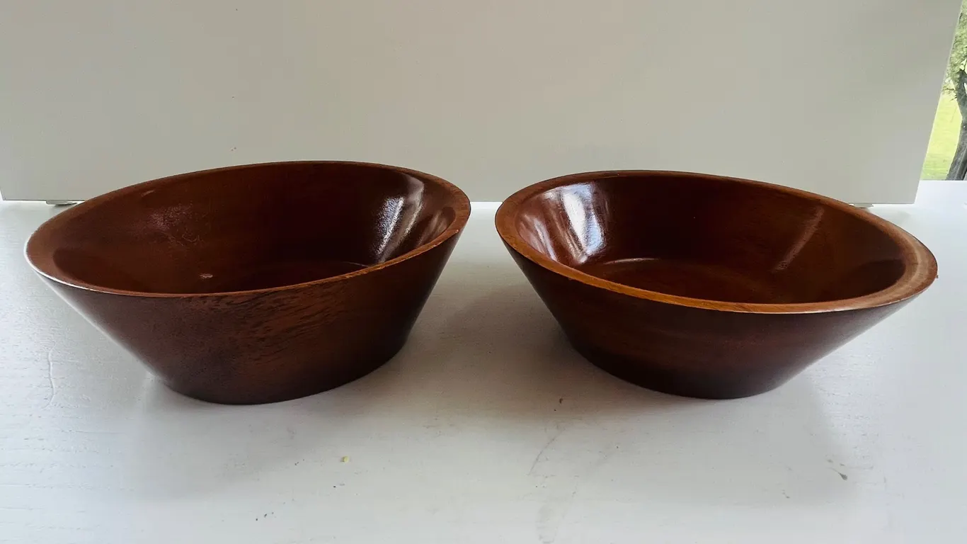 Pair of Modern Wood Serving Bowls