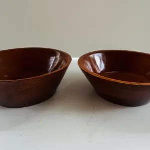Pair of Modern Wood Serving Bowls