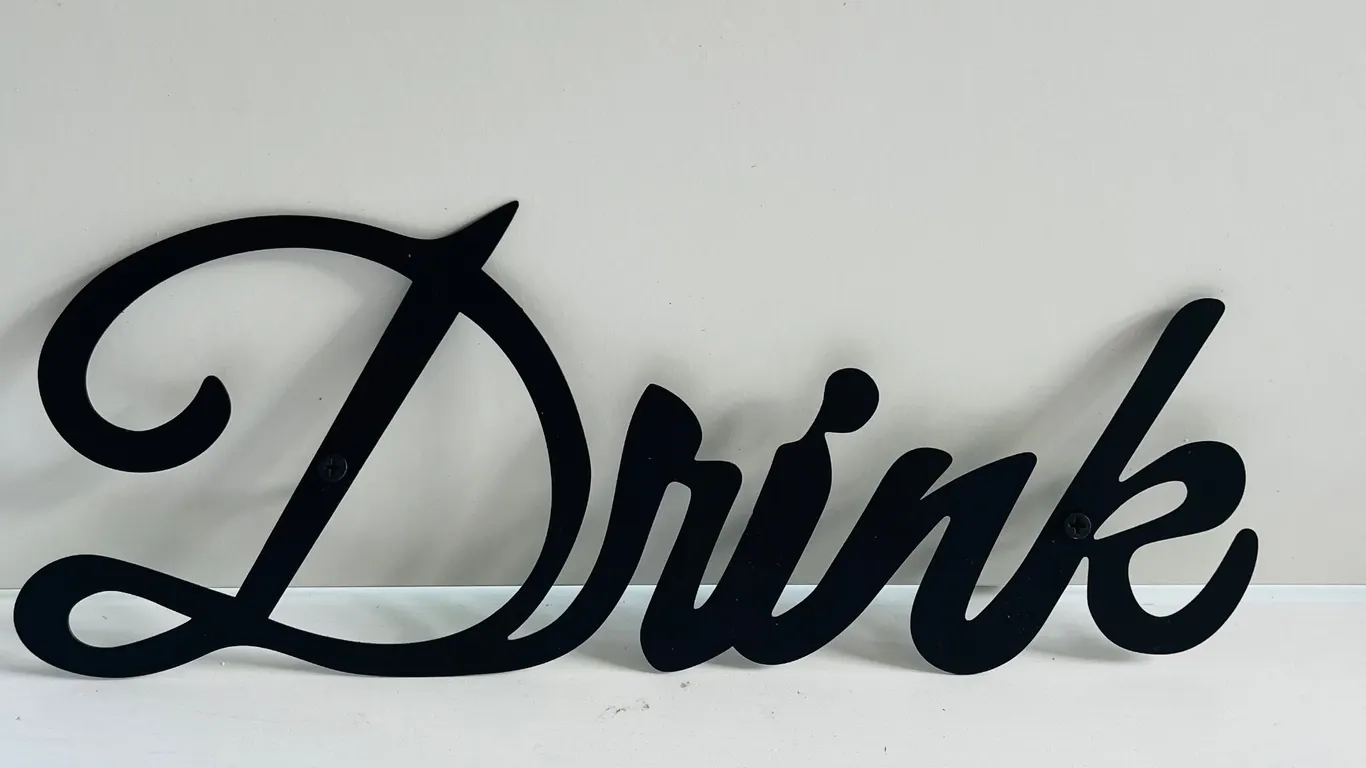 Black Script metal "Drink" Wall Art Decor