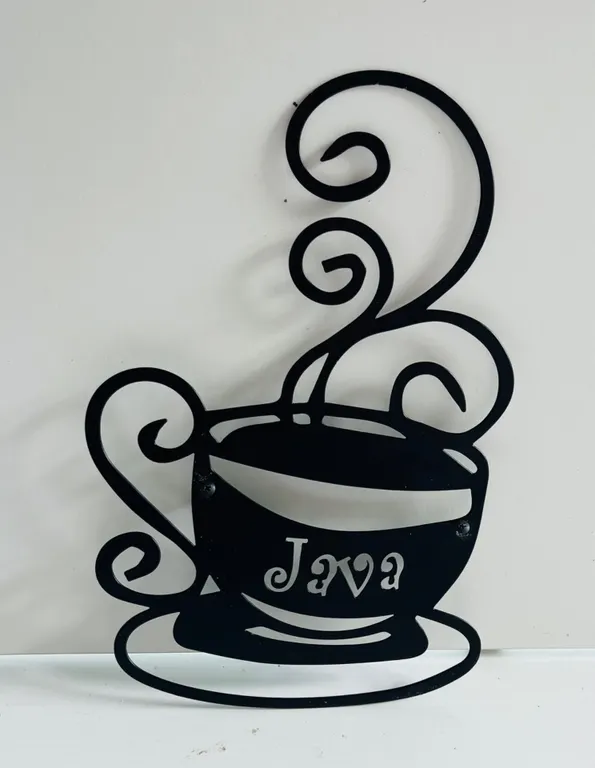 Black Metal "Java" Coffee Cup Wall Art