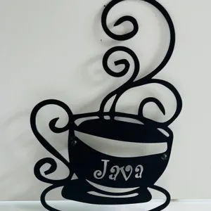 Black Metal "Java" Coffee Cup Wall Art