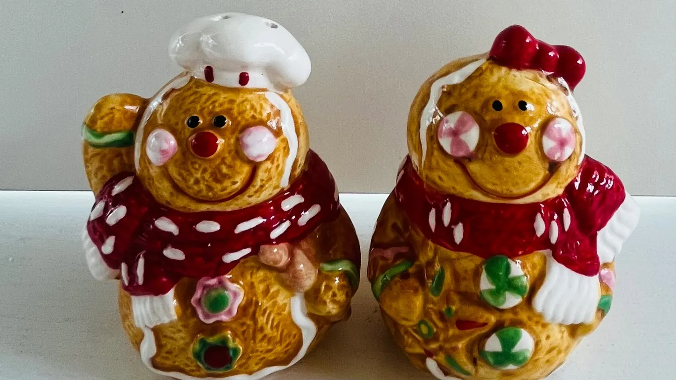Ceramic Gingerbread Couple Salt and Pepper Shakers