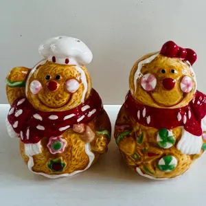 Ceramic Gingerbread Couple Salt and Pepper Shakers
