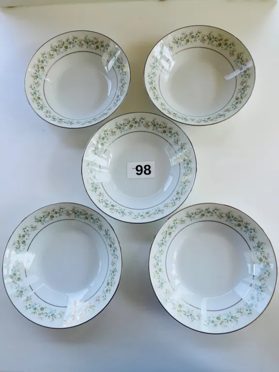 Noritake Porcelain Floral Soup Bowls, Savannah PatternSet of 5