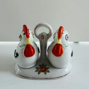 Vintage Ceramic Rooster Salt and Pepper Shaker Set