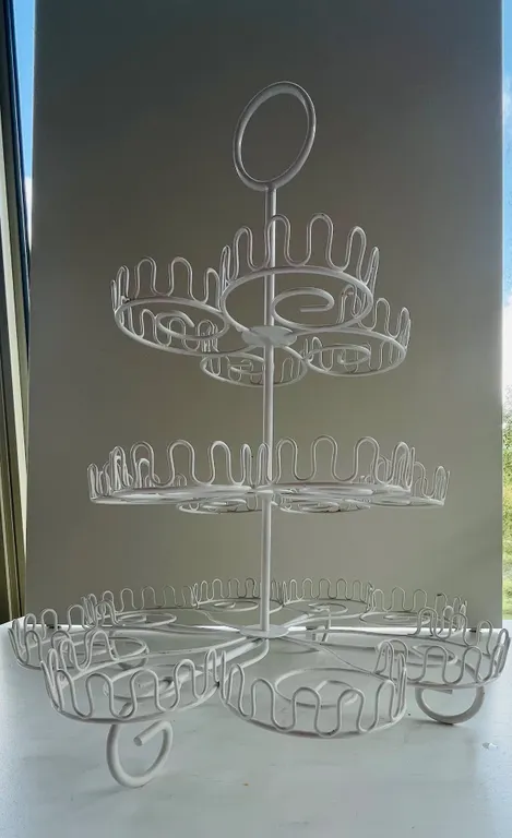 Three-Tiered White Metal Cupcake Stand Display Rack