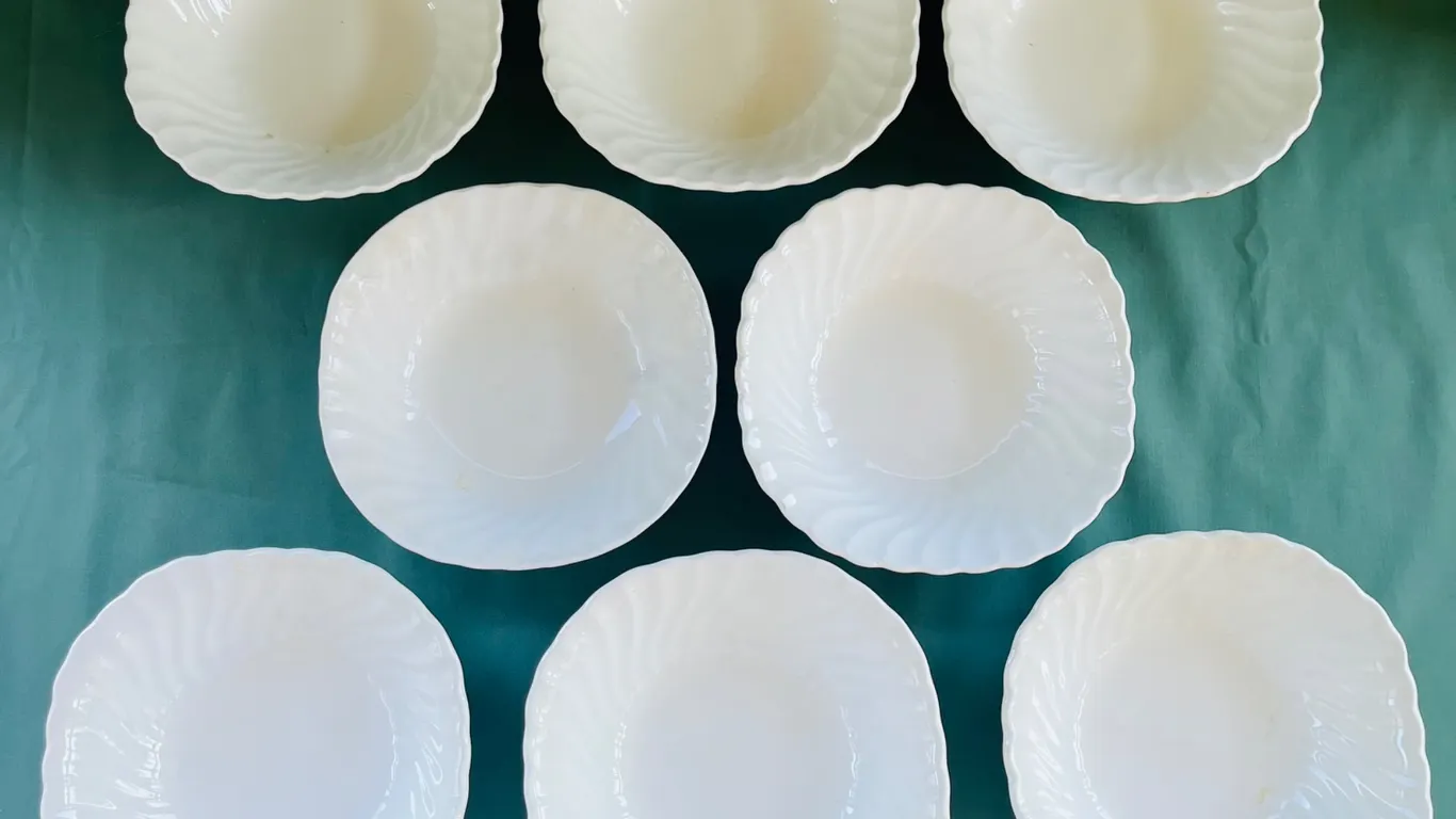 Eight Johnson Brothers Ironstone Swirl Bowls