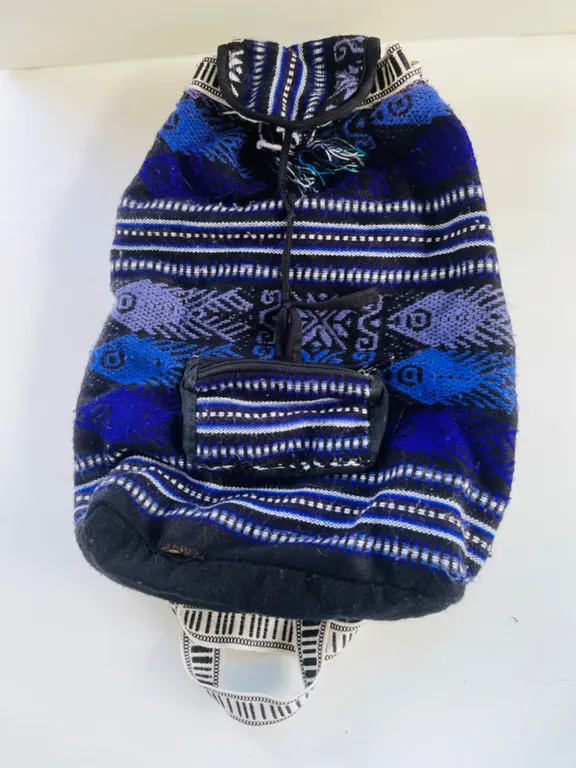 Woven Patterned Backpack with Drawstring Closure