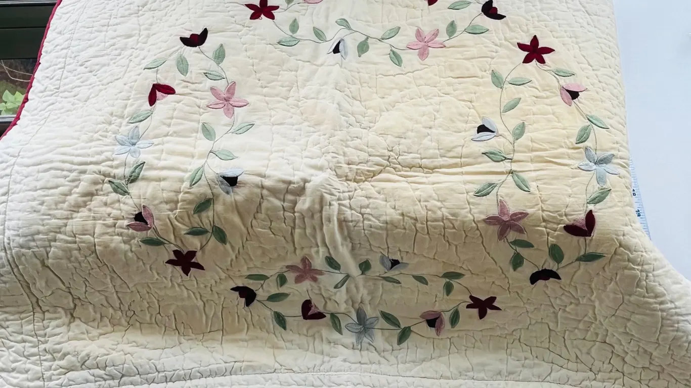 Quilted Floral Embroidered Comforter and matching pillow shams