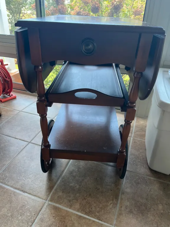Wood Drop-Leaf Tea Cart