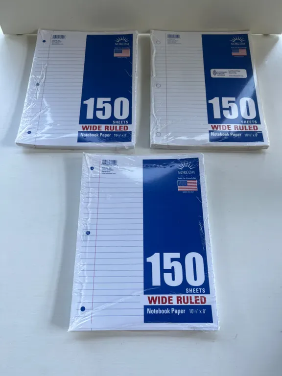 Norcom Wide Ruled Notebook Paper, 6 Pack