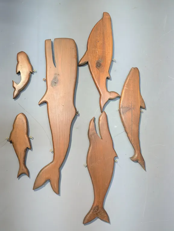Collection of Six Wooden Fish Wall Hangings