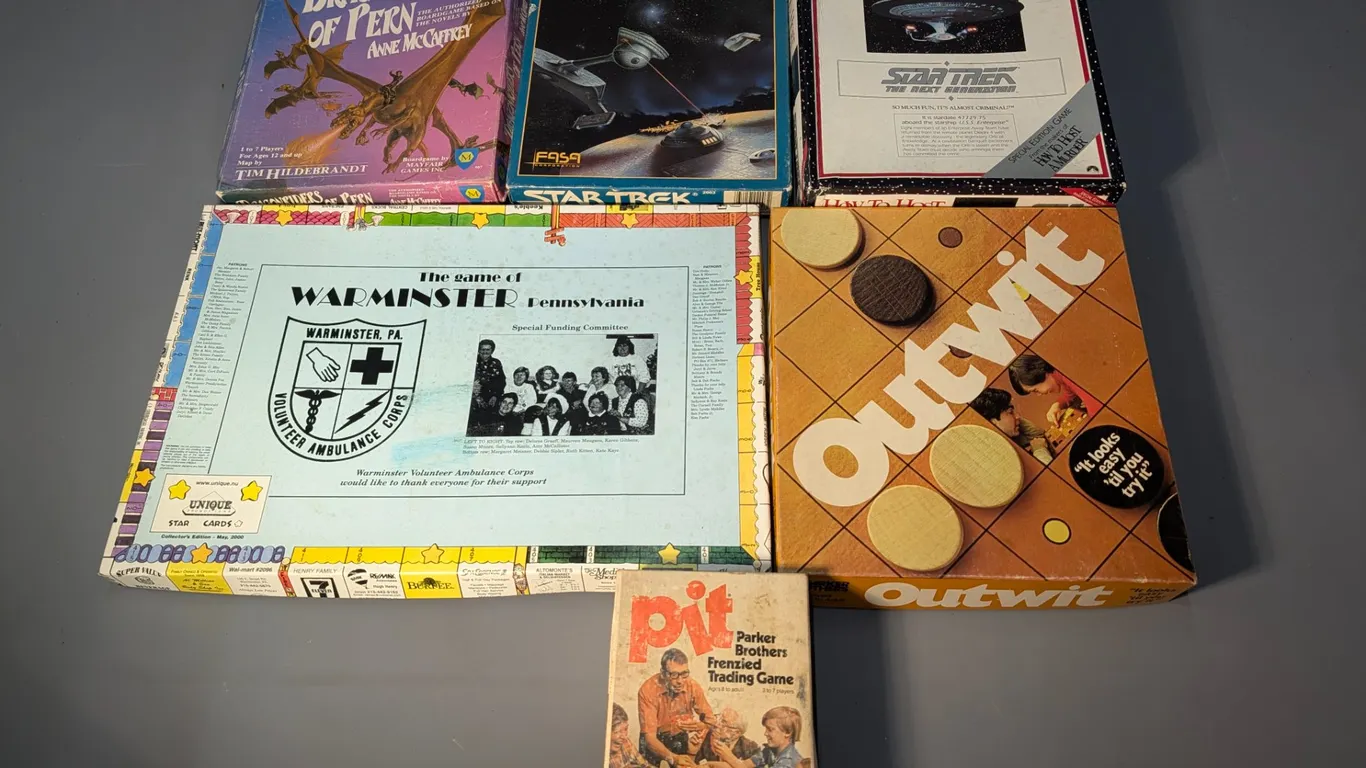 Vintage Board Game Assortment including Star Trek and Pit