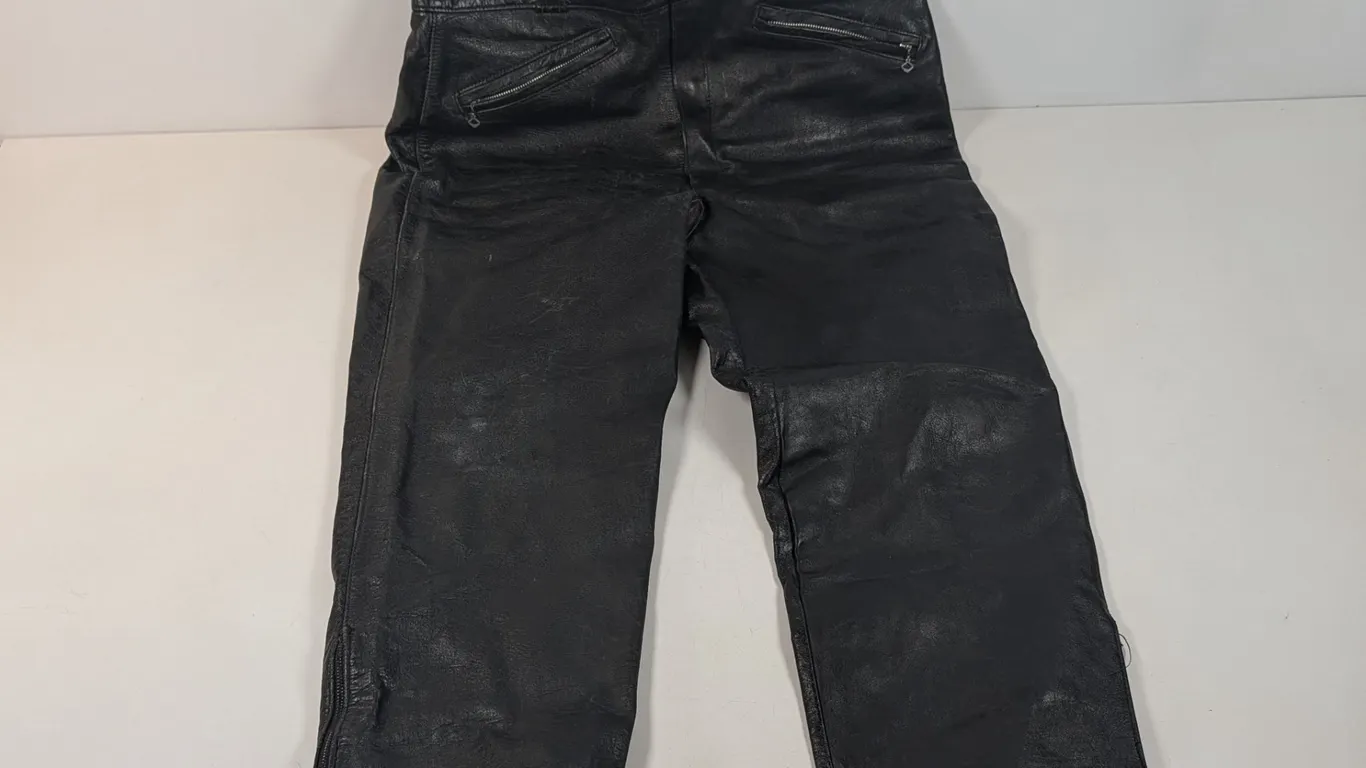 Harley-Davidson Black Leather Pants, Size 38