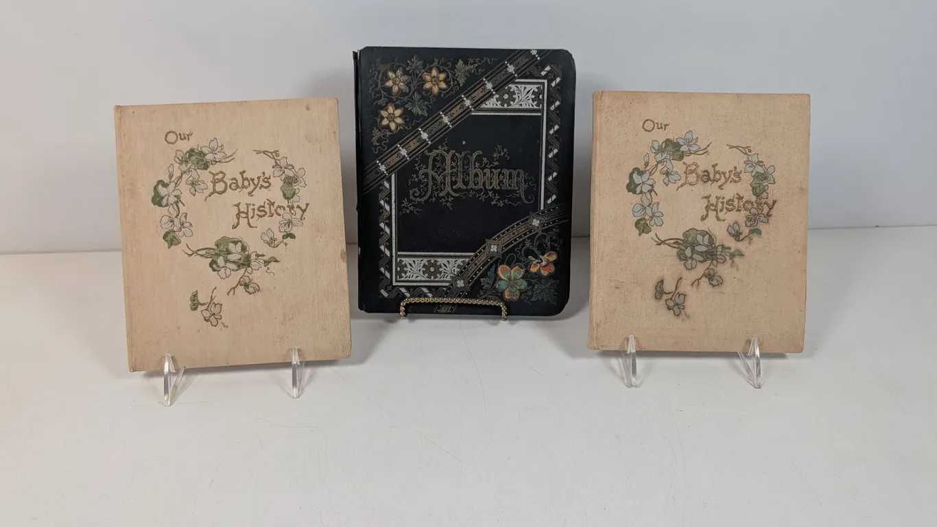 Antique "Our Baby's History" Books & Floral Album
