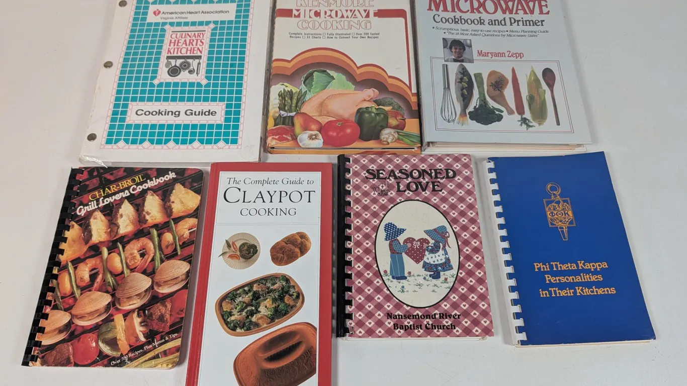 Collection of 7 Vintage Cookbooks