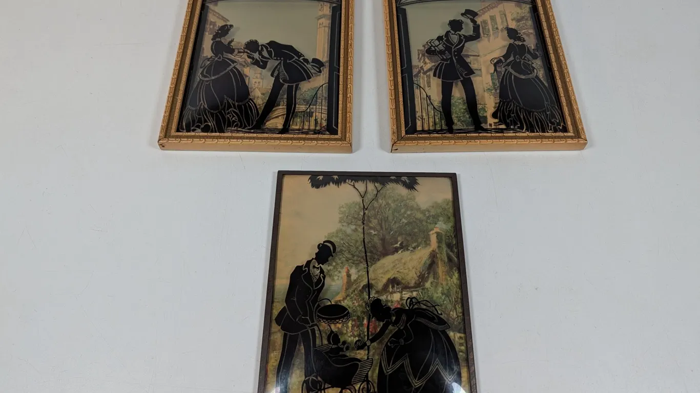 Framed Silhouette Art Prints, Set of 3