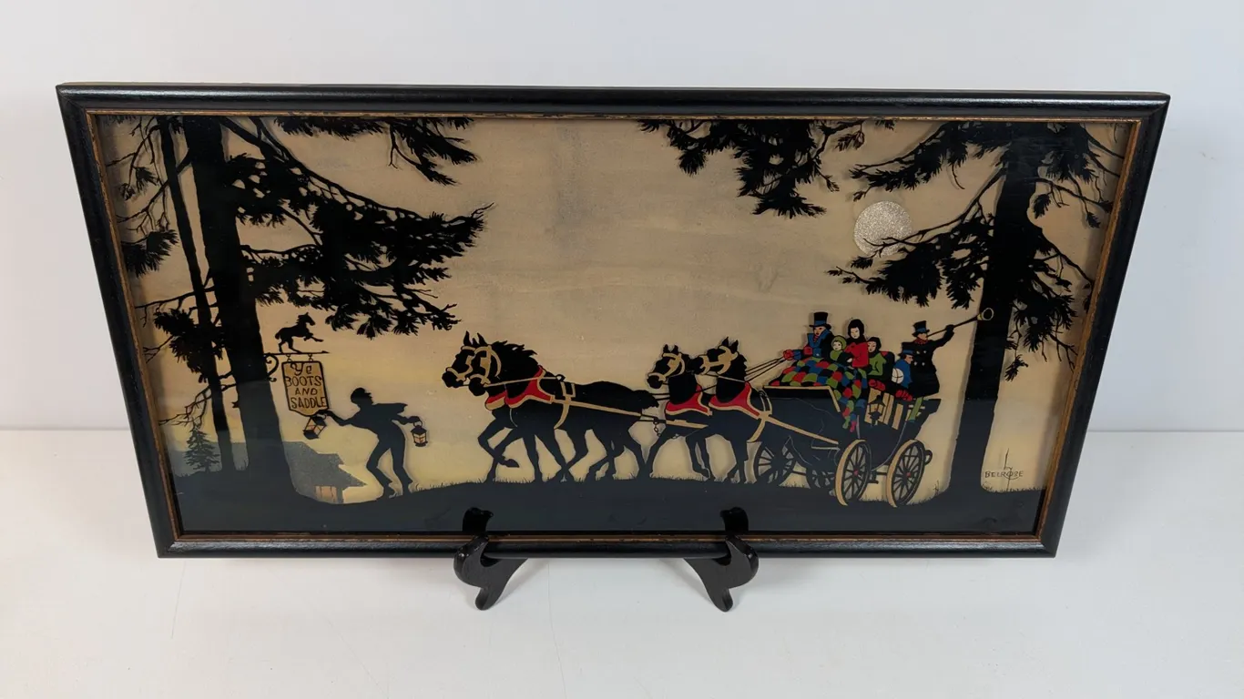 Harold S. Belrose Old English Stagecoach Silhouette Art