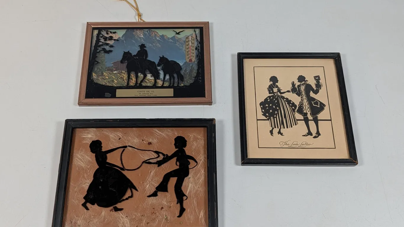 Vintage Advertising Thermometer and Silhouette Art Group