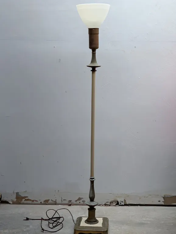Vintage Torchiere Floor Lamp with Square Base
