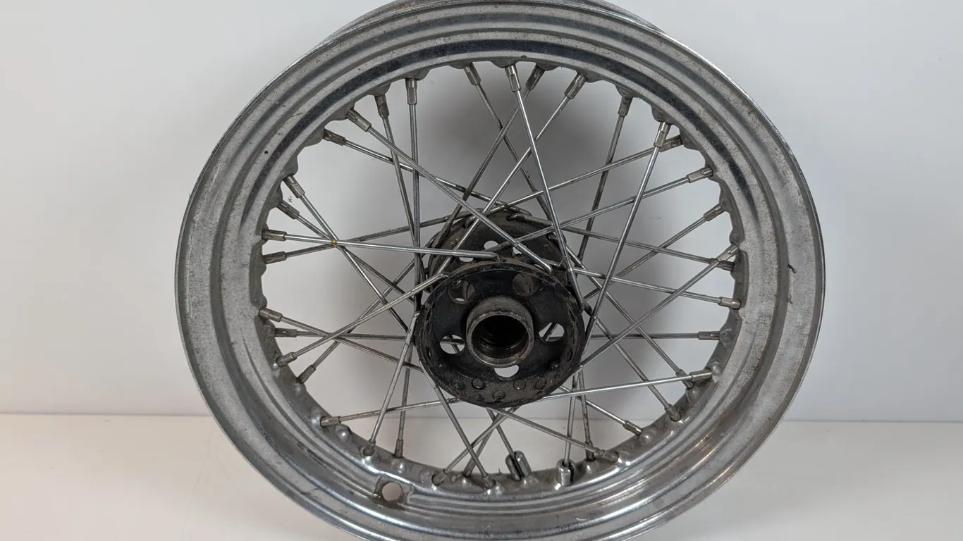 Motorcycle Spoked Wheel with Chrome Rim