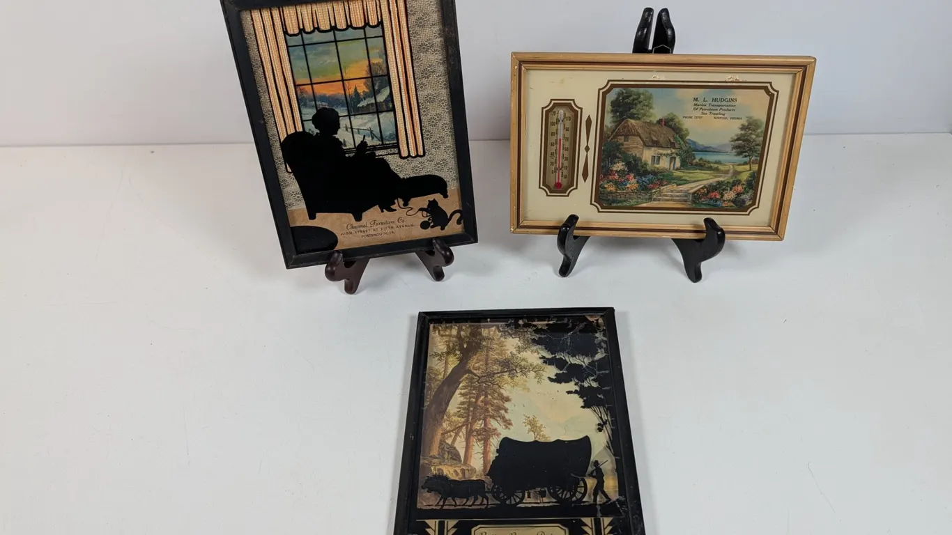 Vintage Advertising Thermometer and Silhouette Pictures