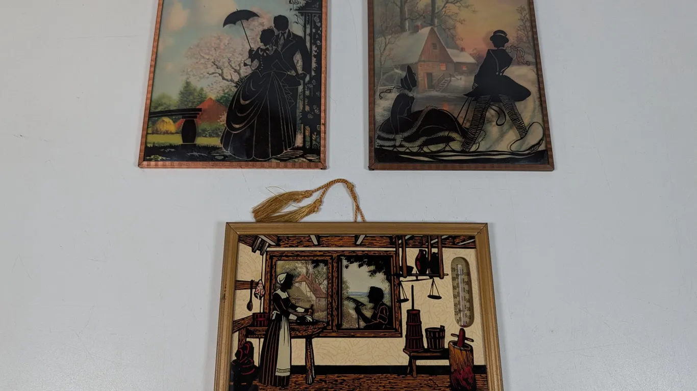 Vintage Silhouette Art and Thermometer Collection