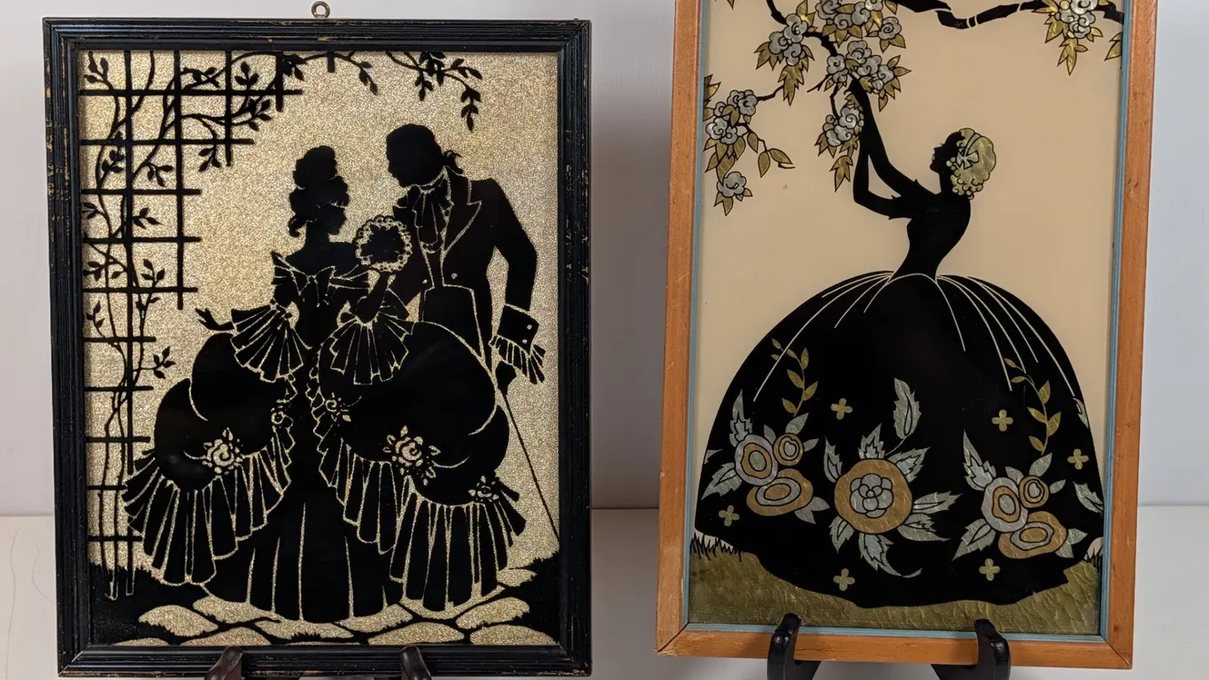 Pair of Gold Glitter Silhouette Art