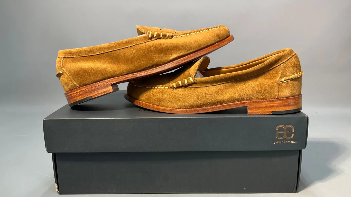 Allen Edmonds "Sea Island" Tan Suede Loafers, Size 12