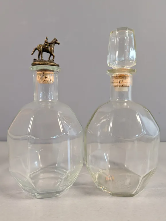 Pair of Glass Liquor Bottles with Stoppers