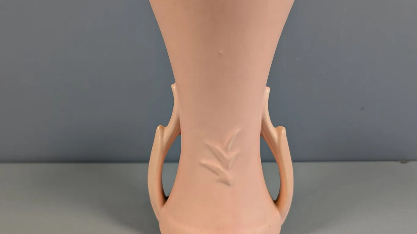 McCoy Pink Pottery Leaf Vase