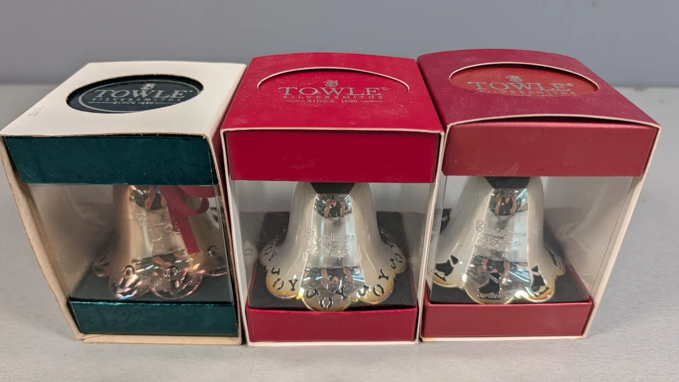 Towle Silversmiths Silver-Plated Christmas Bells 2012, 2013, and 1995