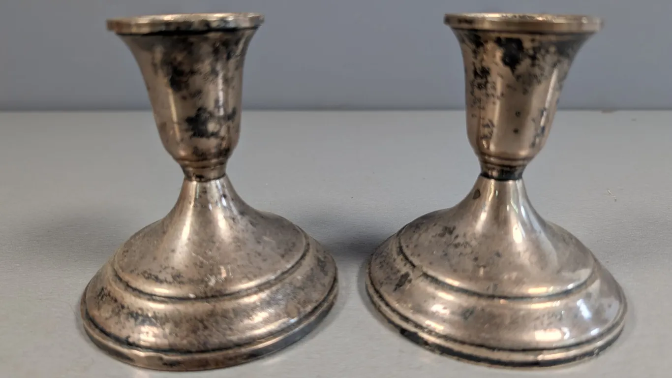 Pair of Weighted & Reinforced Sterling Candlesticks