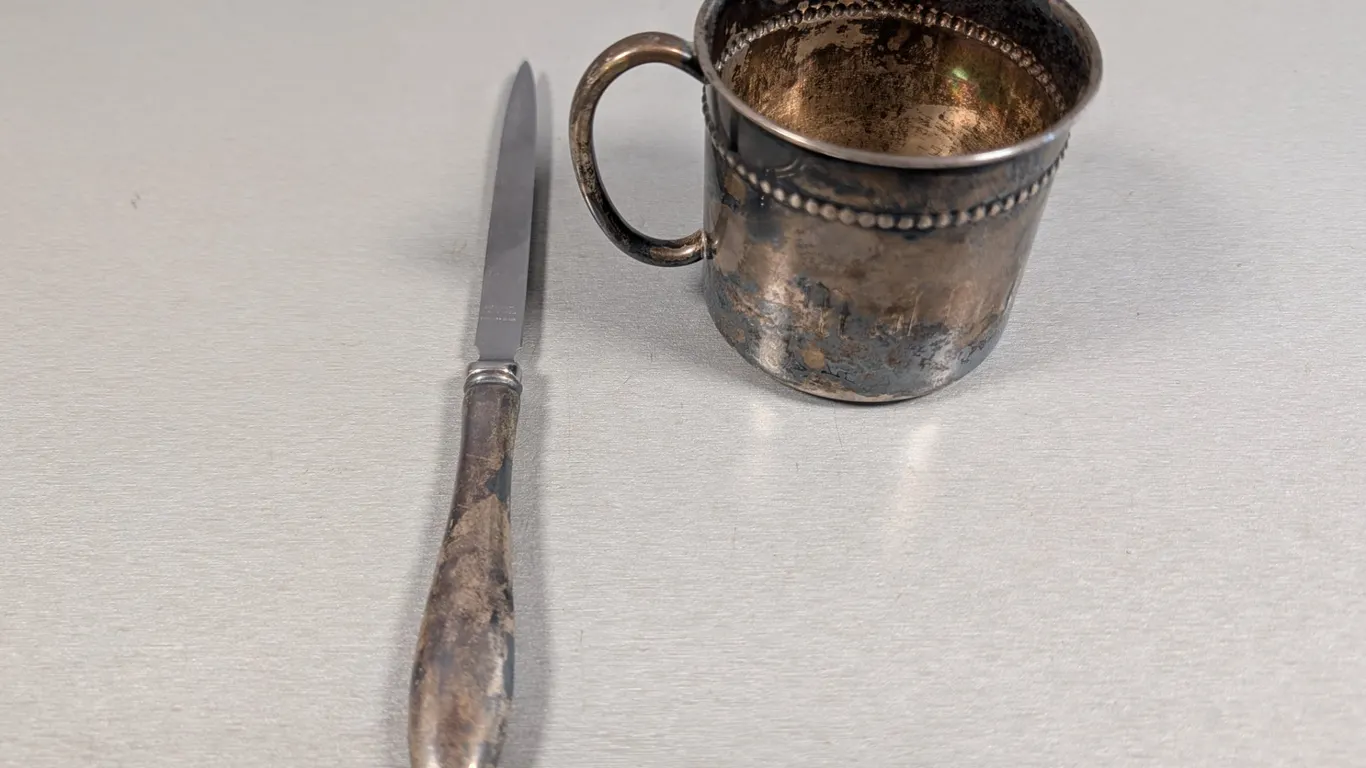 Sterling Silver Handled Letter Opener and Sterling Silver Baby Cup