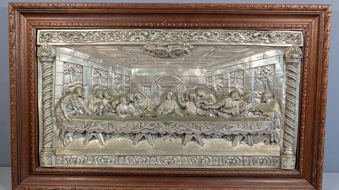 Framed Last Supper Relief Wall Art