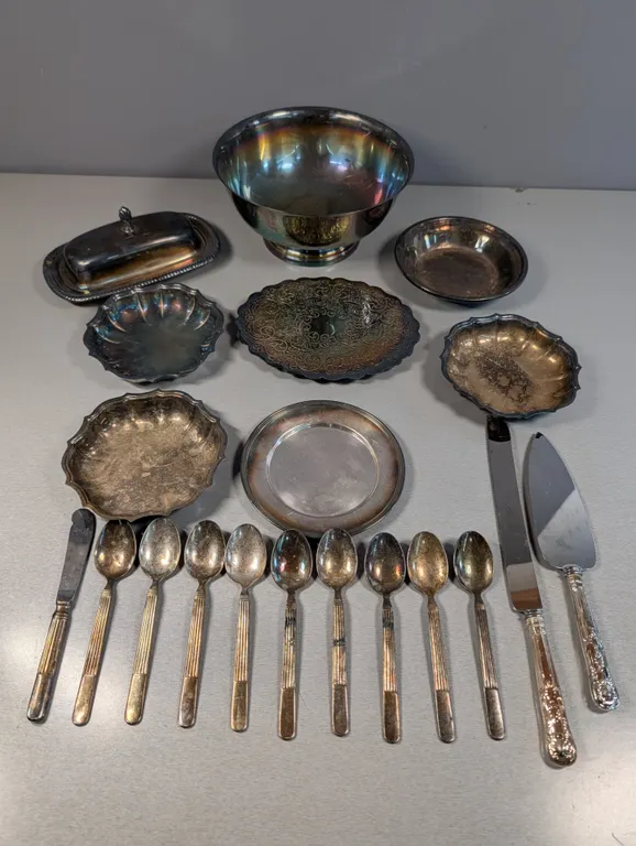 Assorted Silverplate Serving Pieces and Flatware