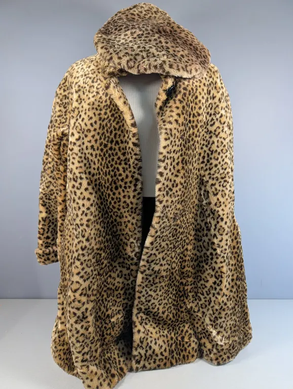 Kathryn Deene Leopard Print Faux Fur Coat and Hat