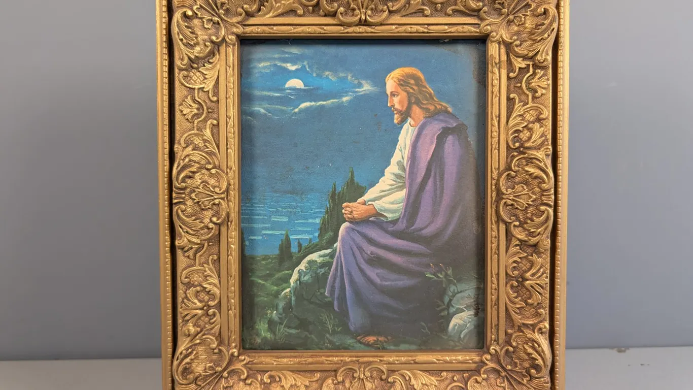 Religious art of Jesus in Ornate Gold Frame