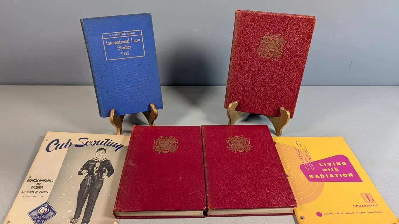 Vintage 1950s-1960s Book Collection: Military History, Law, Scouting, Radiation