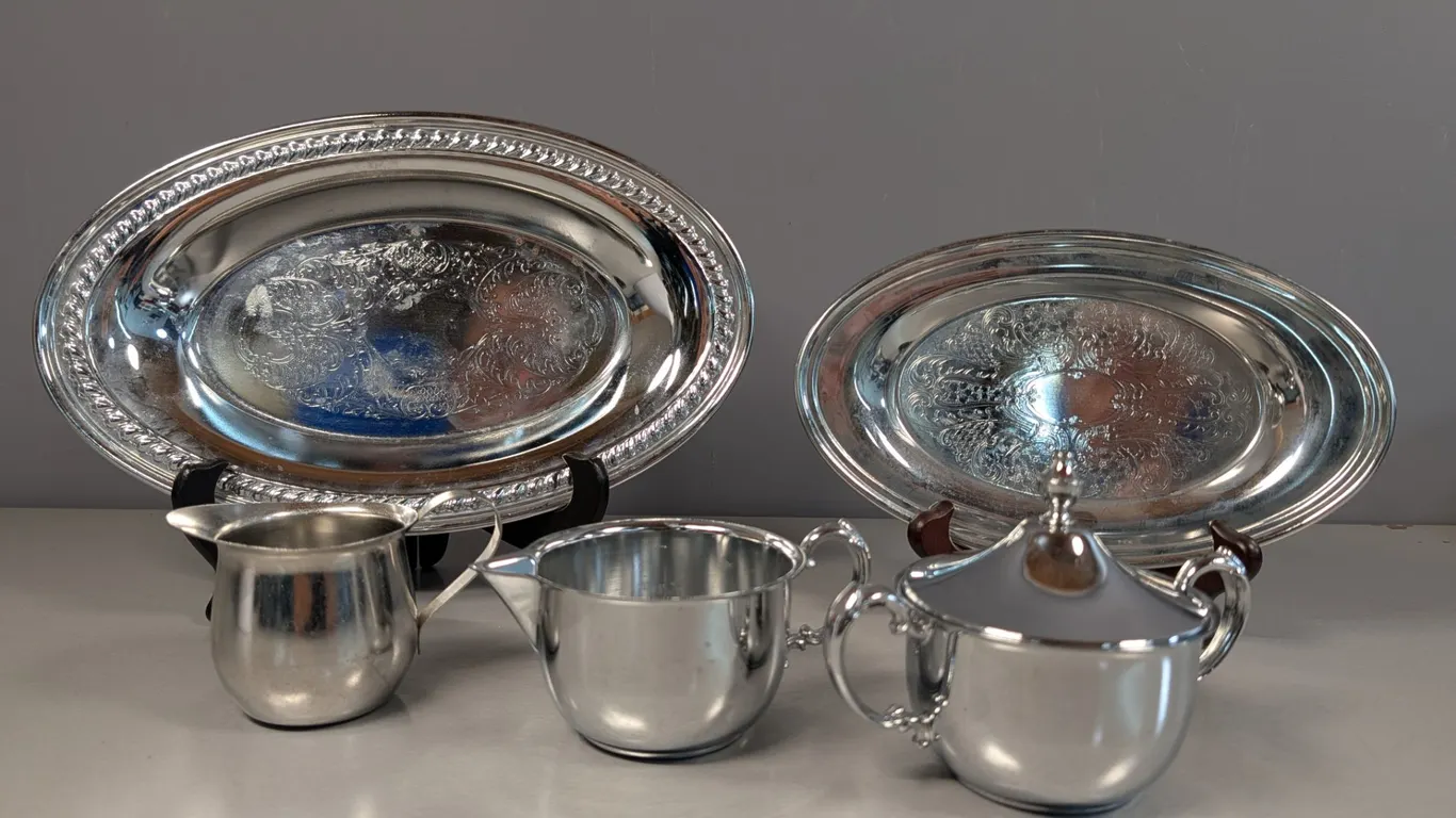 Stainless Steel Tea Service and Trays
