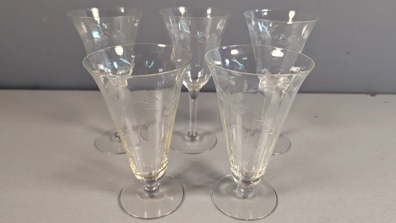 Etched Glass Stemware Set