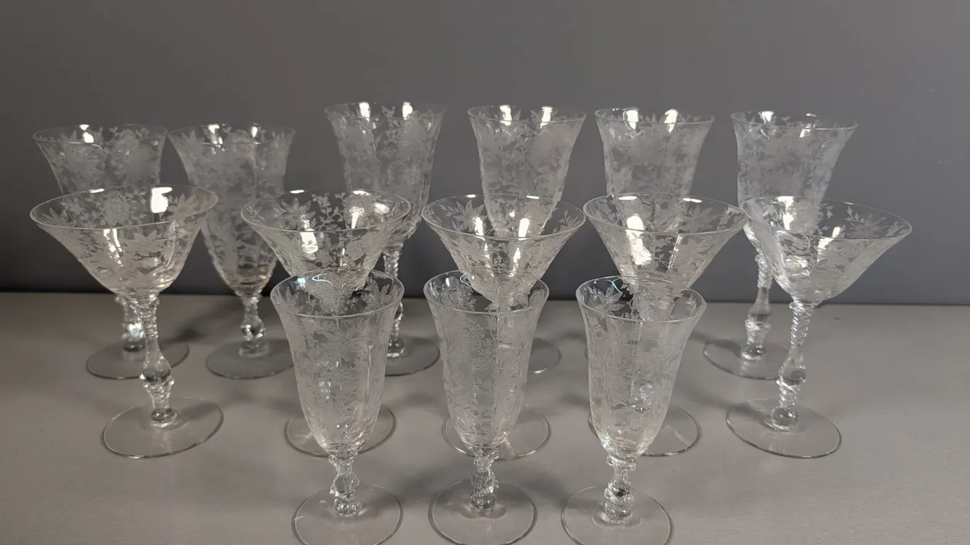 Etched Floral Stemware
