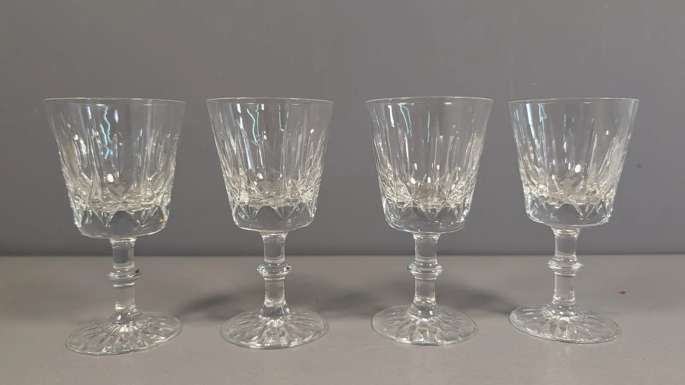 Brierley Cut Crystal Stemmed Glasses, Set of Four