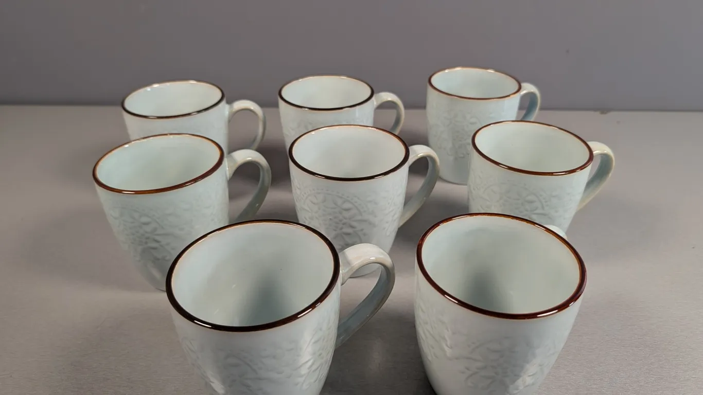 Pfaltzgraff Joanne Light Blue Ceramic Mugs, Set of 8