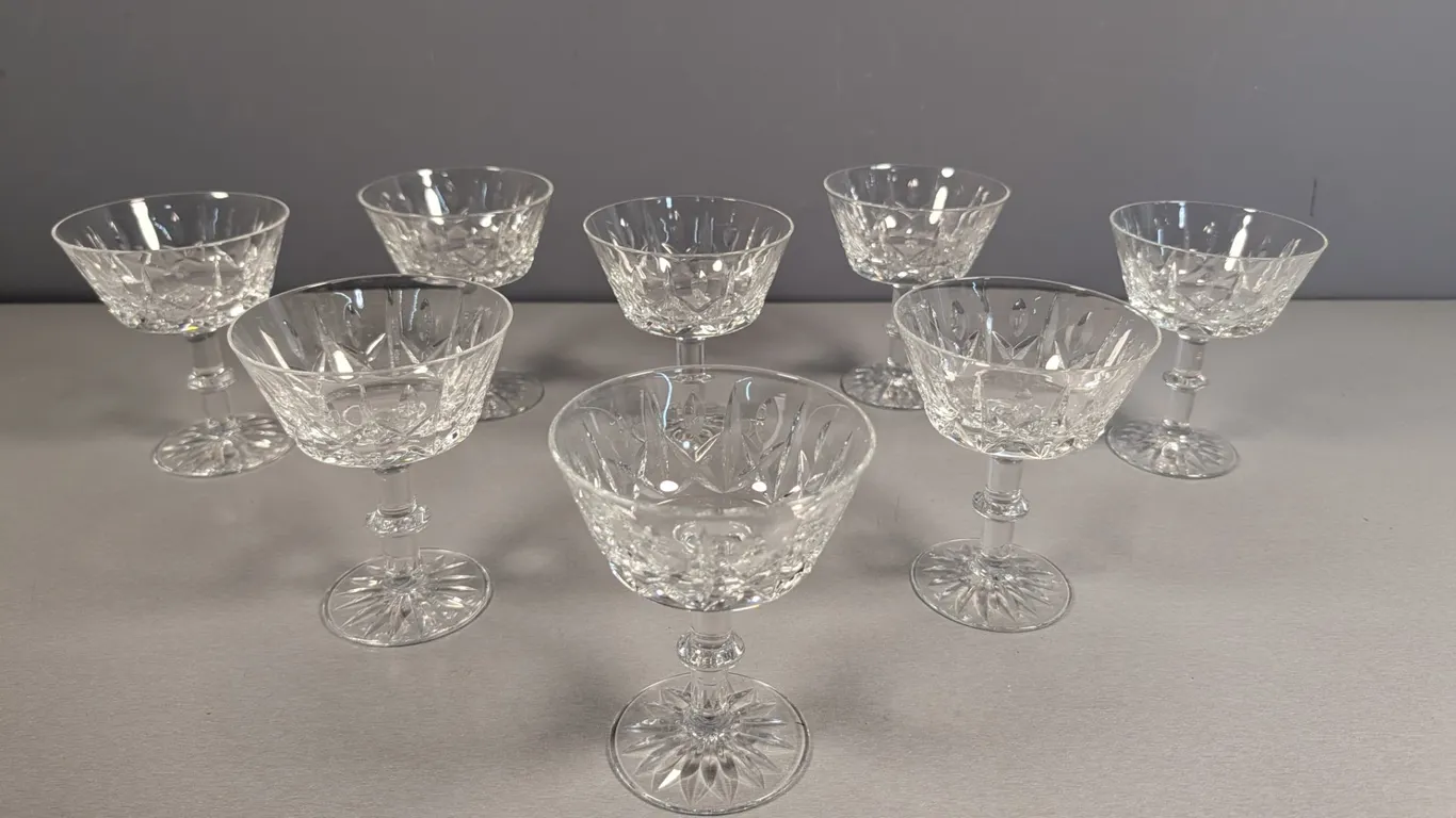 Set of 8 Brierley Cut Crystal Dessert Coupes