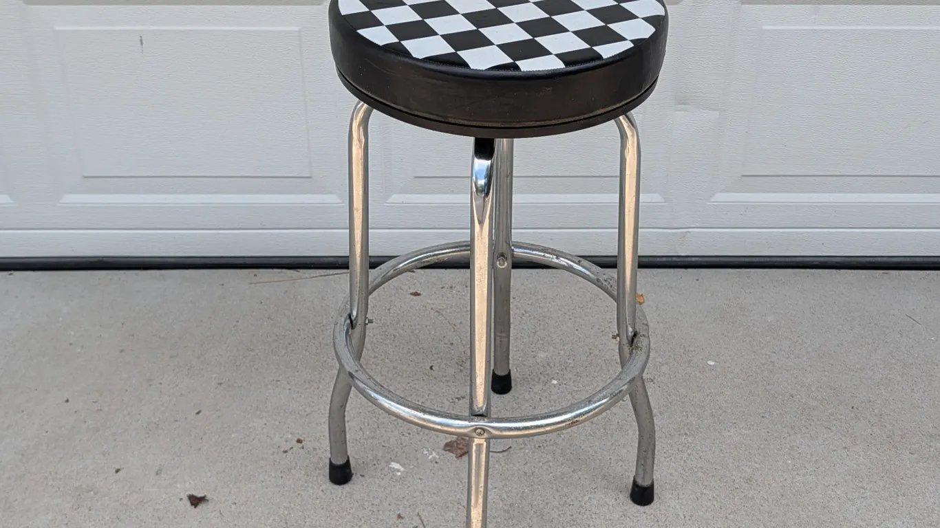 Checkerboard Vinyl Bar Stool