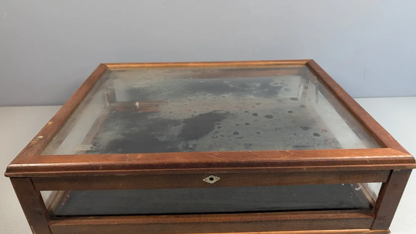Wooden Countertop Display Case with Glass Panels