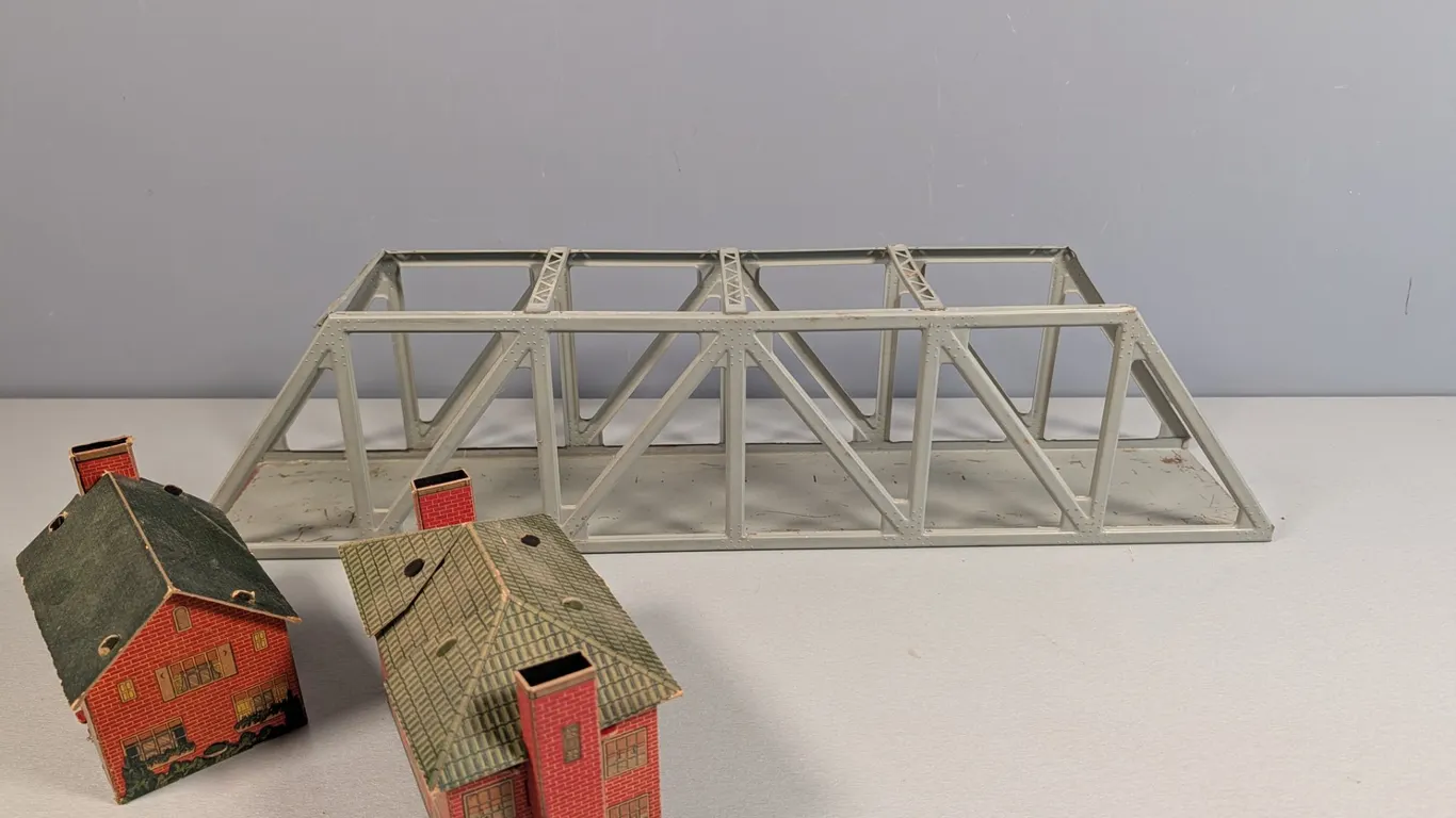 Lionel No. 316 Model Train Bridge with Built-Rite Schoolhouse and House Model Kits